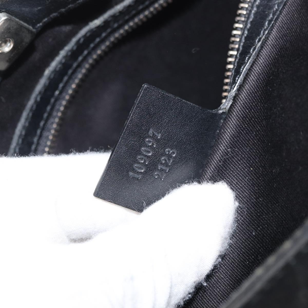 GUCCI GG Canvas Shoulder Bag Black Silver 109097 Auth 175057