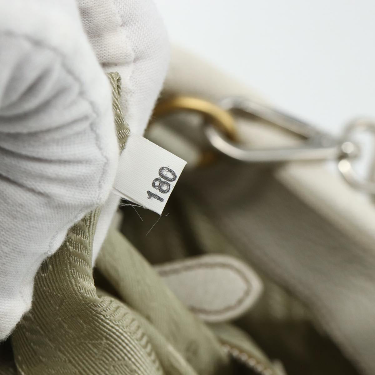 PRADA Hand Bag Leather 2way White Gold Silver Auth 175061A