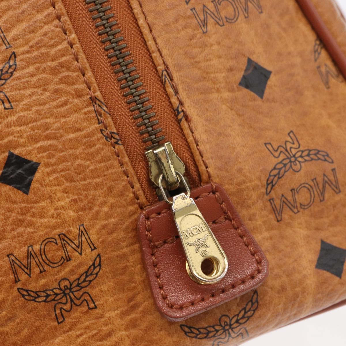 MCM Vicetos Logogram Hand Bag PVC Leather Brown Gold Auth 175062