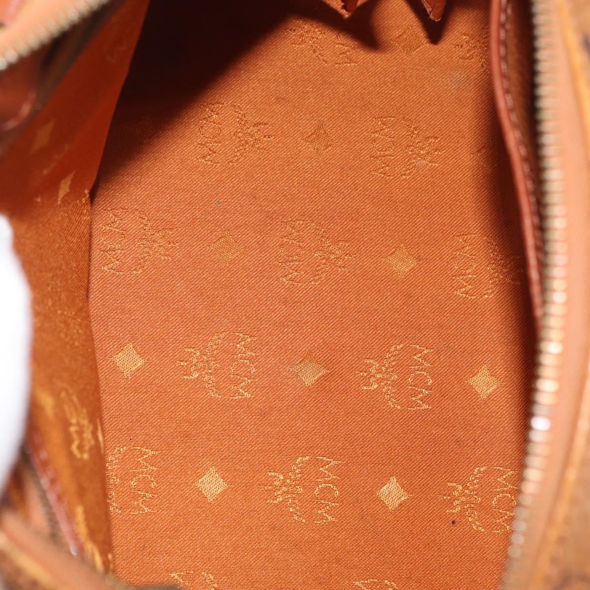 MCM Vicetos Logogram Hand Bag PVC Leather Brown Gold Auth 175062