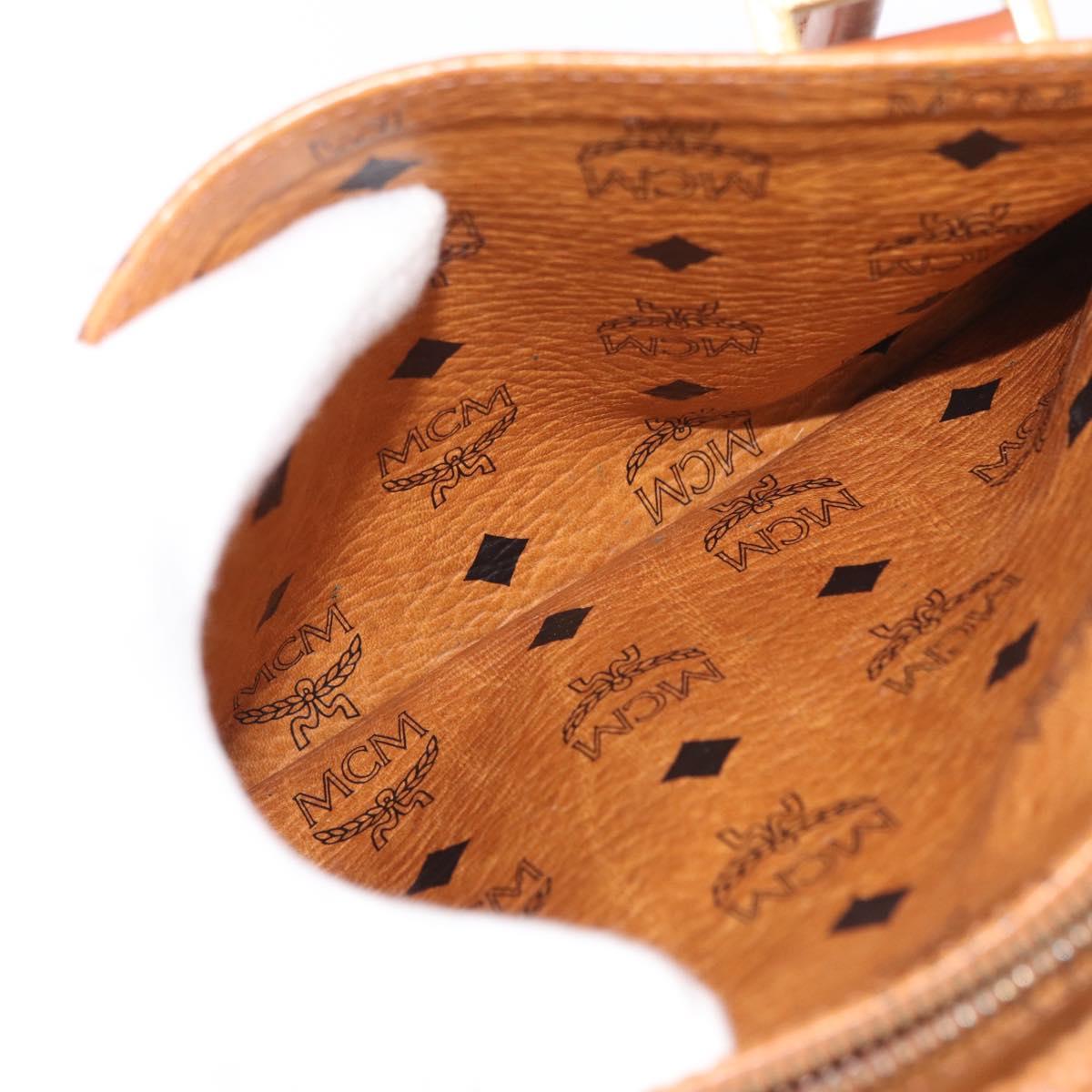 MCM Vicetos Logogram Hand Bag PVC Leather Brown Gold Auth 175062