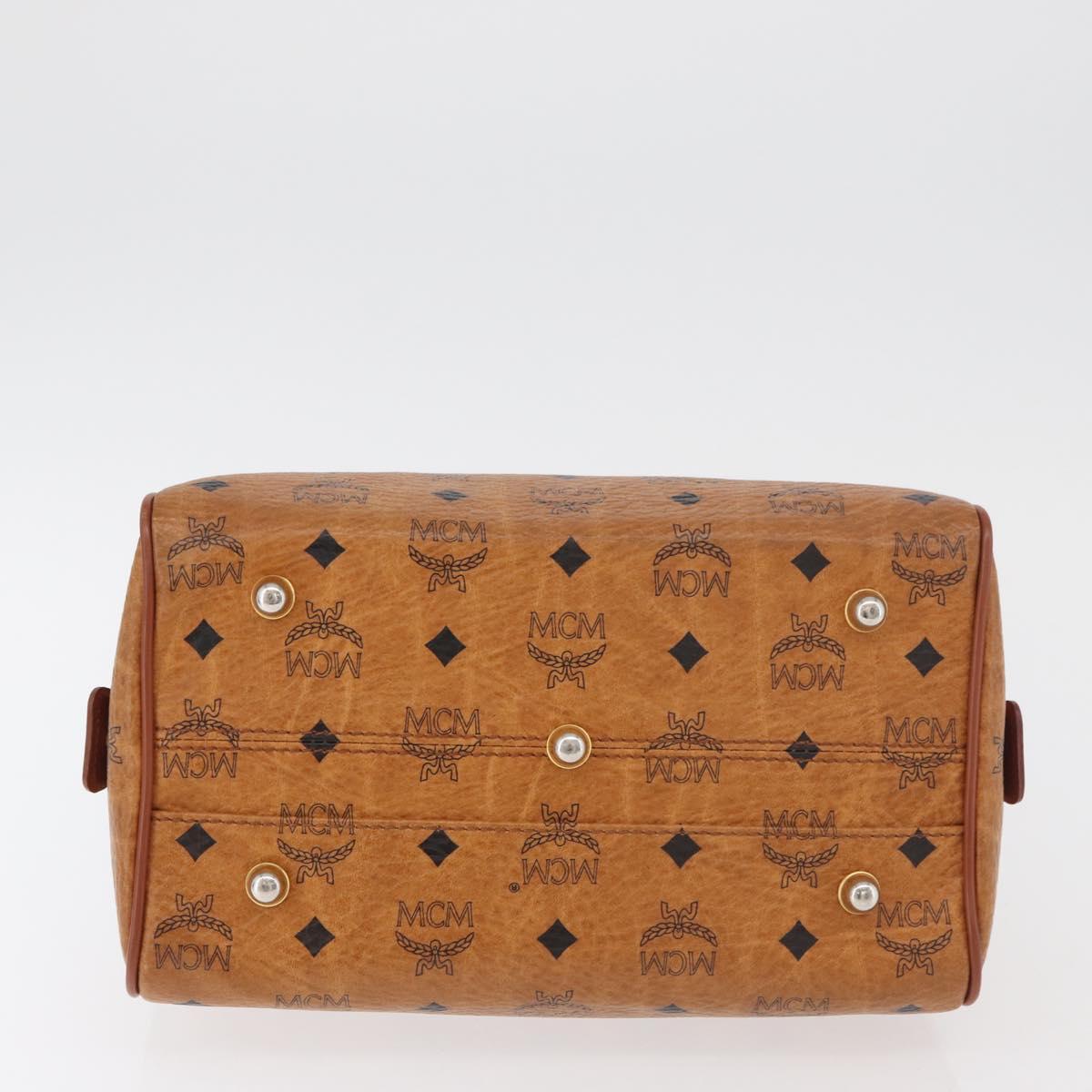 MCM Vicetos Logogram Hand Bag PVC Leather Brown Gold Auth 175062