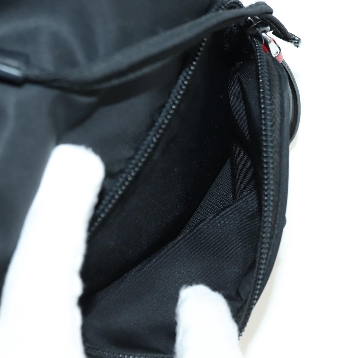 PRADA Purse Shoulder Bag Nylon 2way Black Silver Auth 175065SAM
