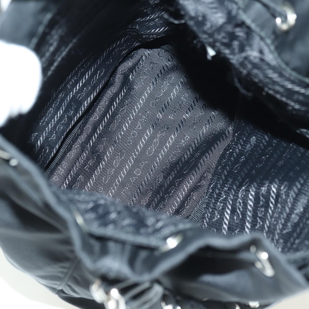 PRADA Purse Shoulder Bag Nylon 2way Black Silver Auth 175065SAM