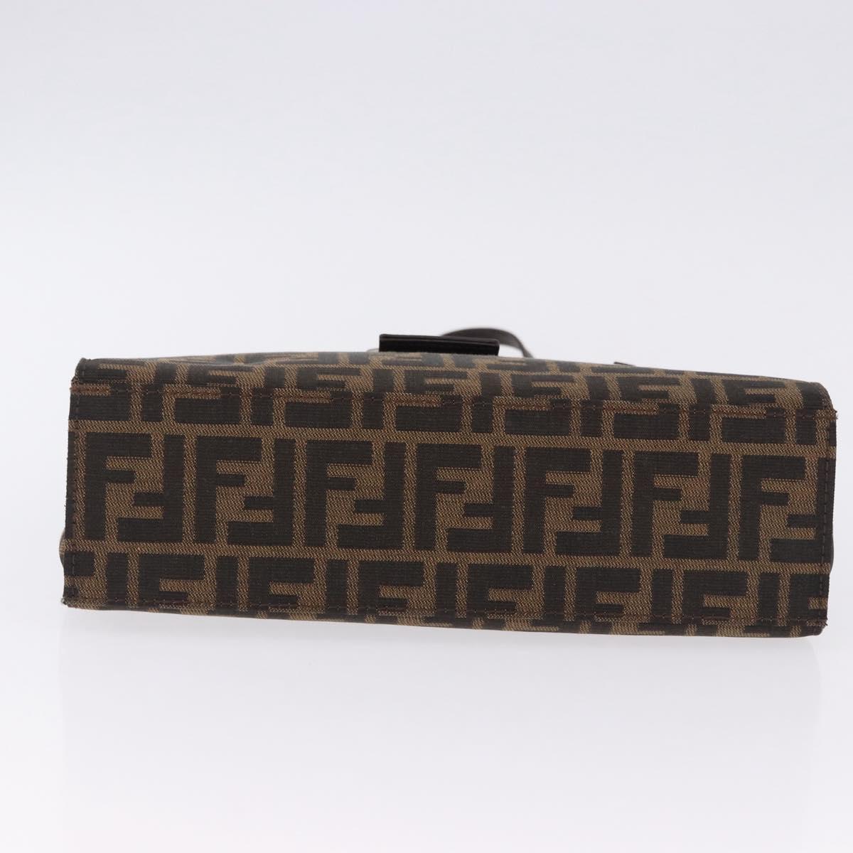FENDI Zucca Canvas Mamma Baguette Hand Bag Black Brown Auth 175070