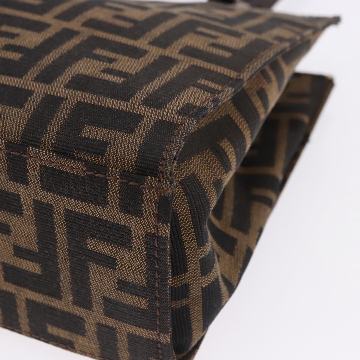 FENDI Zucca Canvas Mamma Baguette Hand Bag Black Brown Auth 175070