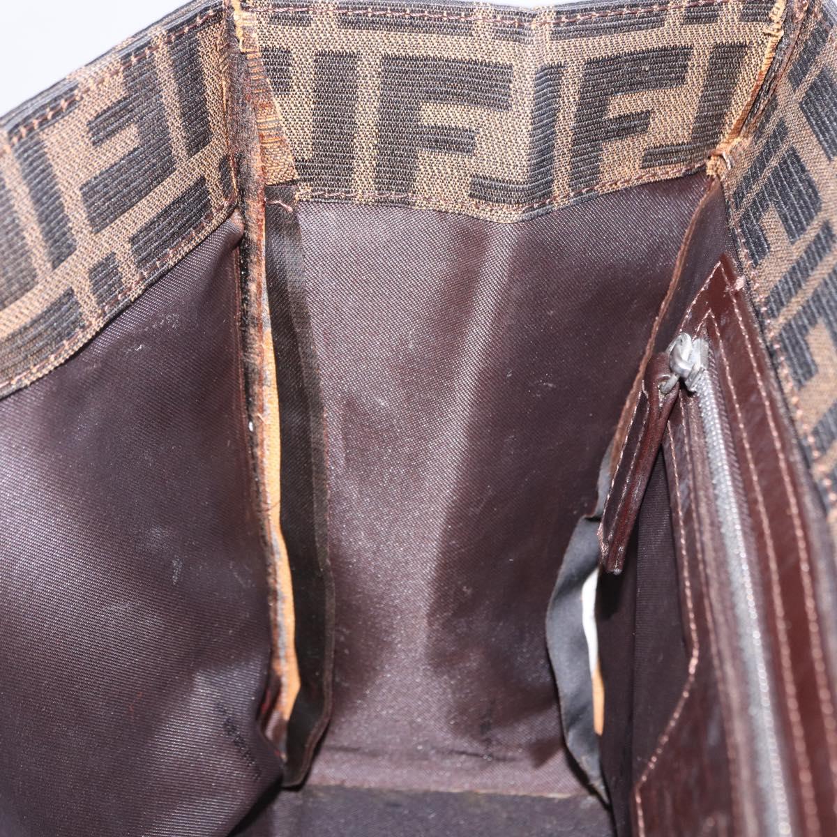FENDI Zucca Canvas Mamma Baguette Hand Bag Black Brown Auth 175070