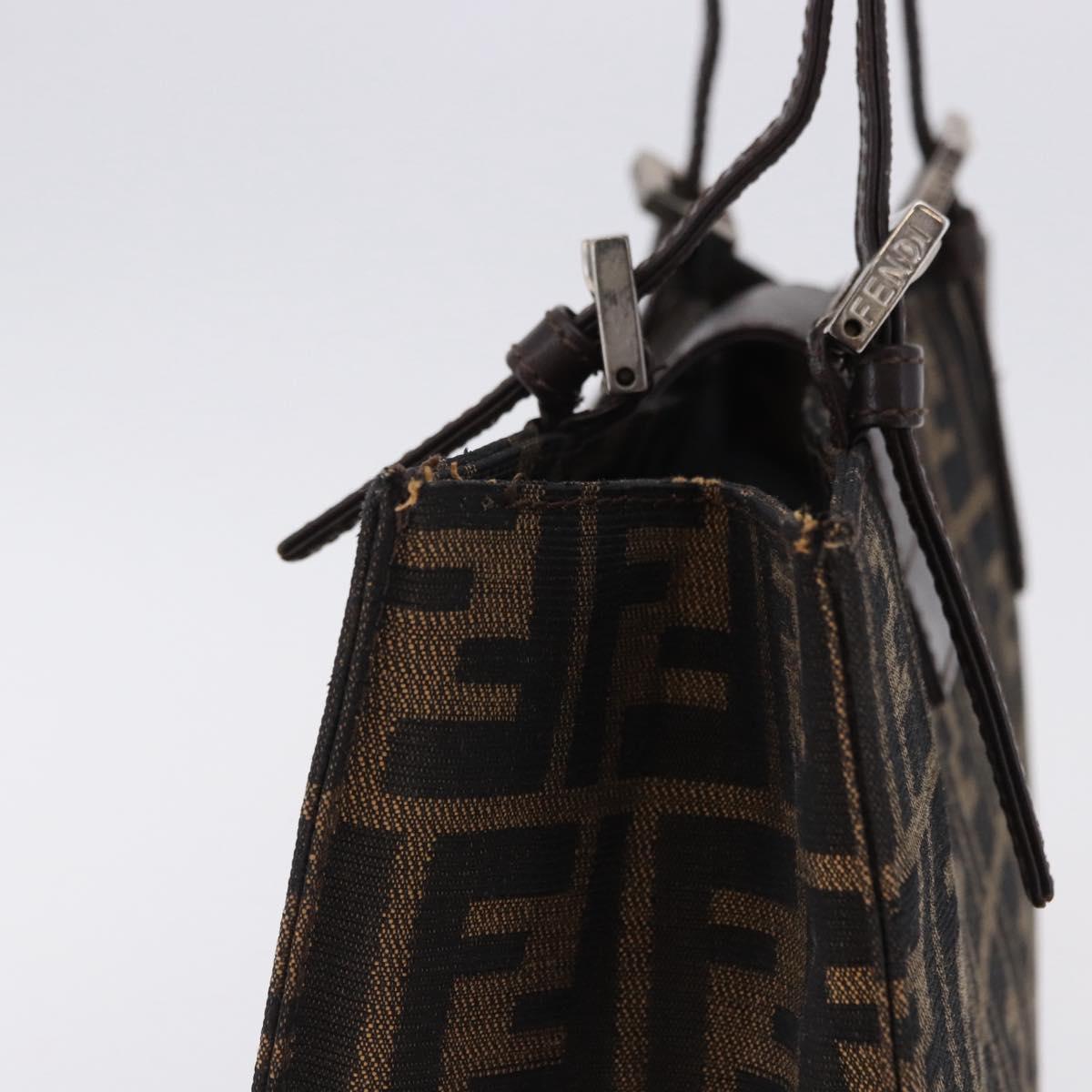 FENDI Zucca Canvas Mamma Baguette Hand Bag Black Brown Auth 175070