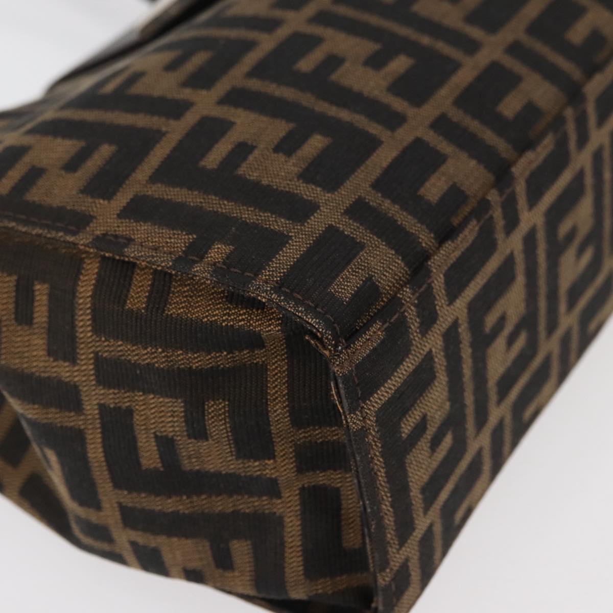 FENDI Zucca Canvas Mamma Baguette Hand Bag Black Brown Auth 175070A