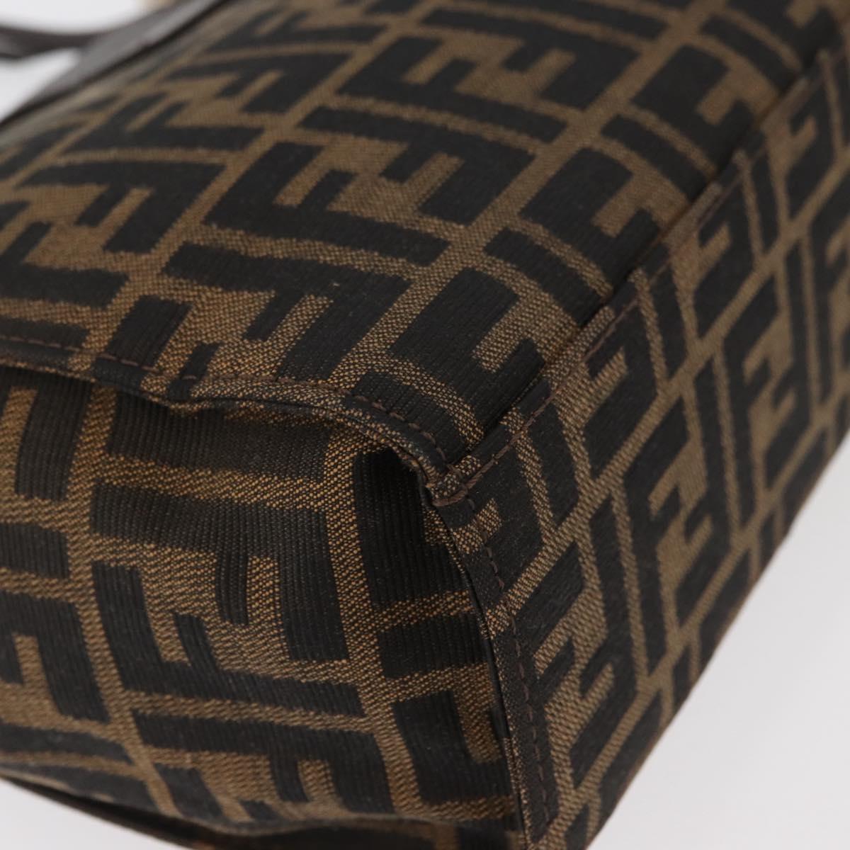 FENDI Zucca Canvas Mamma Baguette Hand Bag Black Brown Auth 175070A