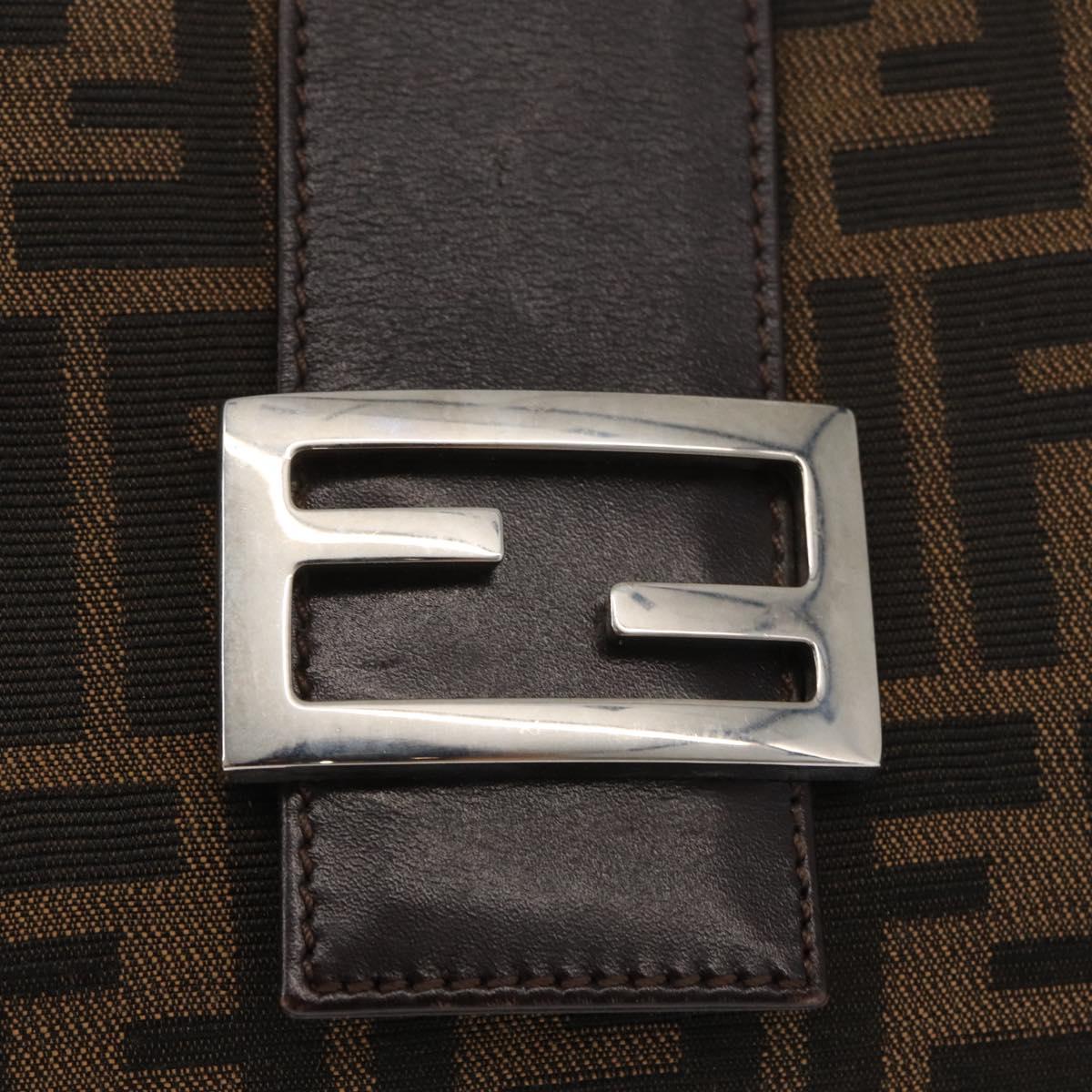 FENDI Zucca Canvas Mamma Baguette Hand Bag Black Brown Auth 175070A