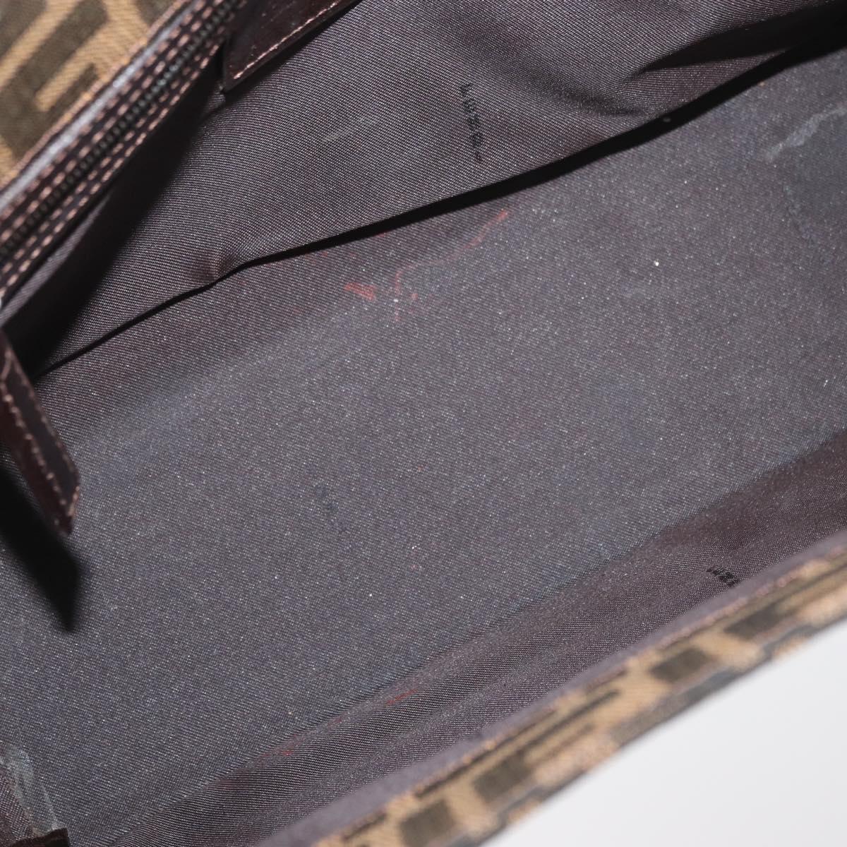 FENDI Zucca Canvas Mamma Baguette Hand Bag Black Brown Auth 175070A