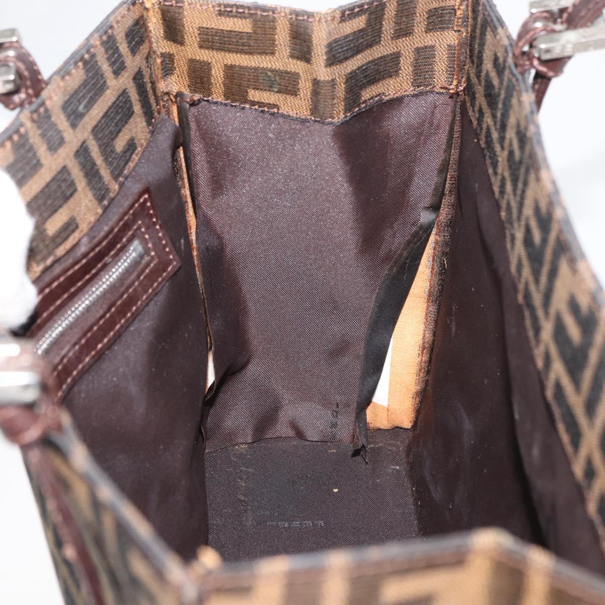 FENDI Zucca Canvas Mamma Baguette Hand Bag Black Brown Auth 175070A