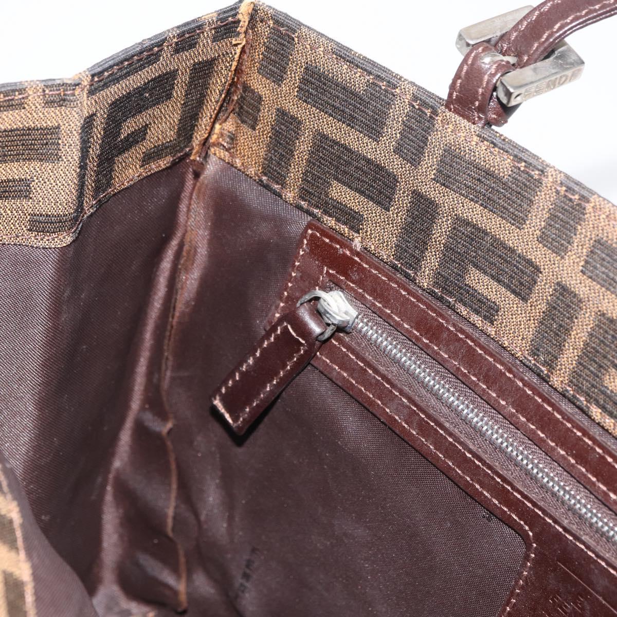 FENDI Zucca Canvas Mamma Baguette Hand Bag Black Brown Auth 175070A