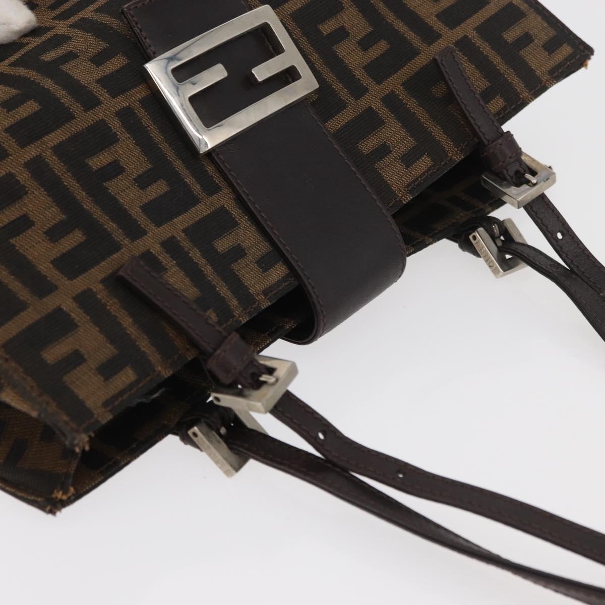 FENDI Zucca Canvas Mamma Baguette Hand Bag Black Brown Auth 175070A