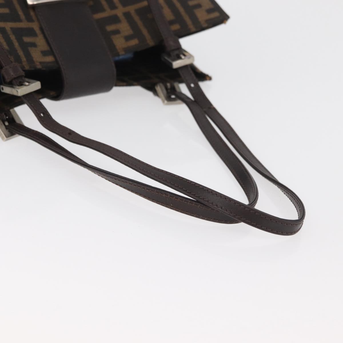 FENDI Zucca Canvas Mamma Baguette Hand Bag Black Brown Auth 175070A