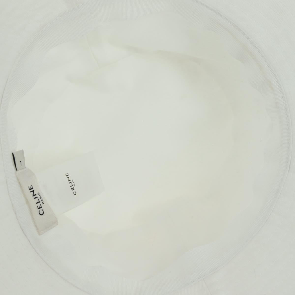 CELINE Bucket Hat Cotton L White Auth 175079M