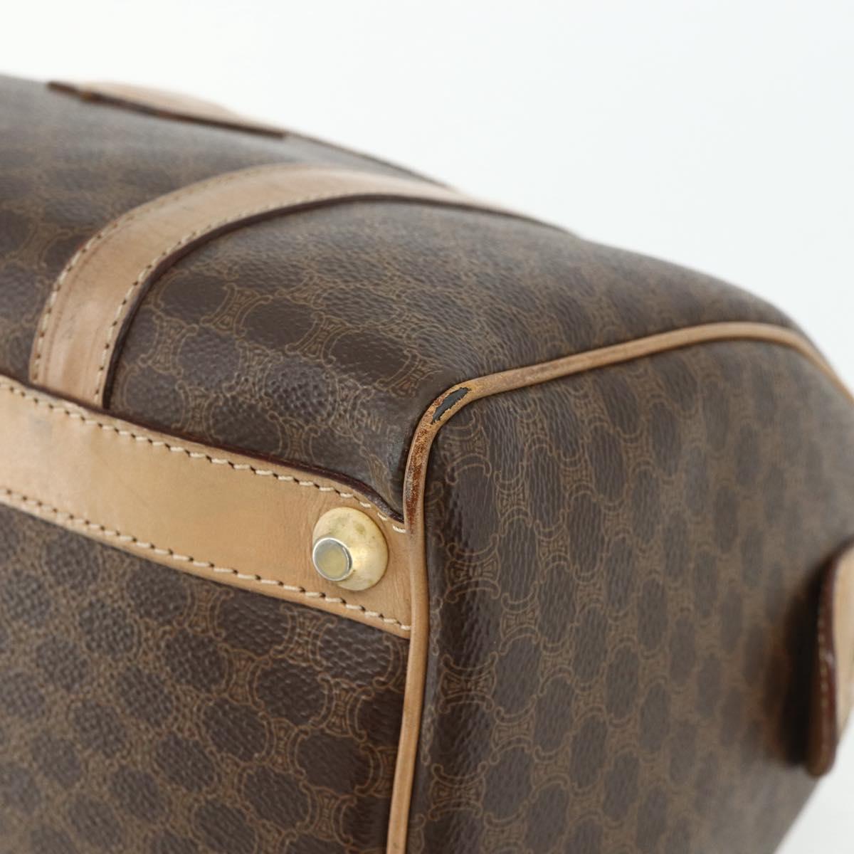 CELINE Macadam Canvas Hand Bag PVC Leather Brown Gold Auth 175085