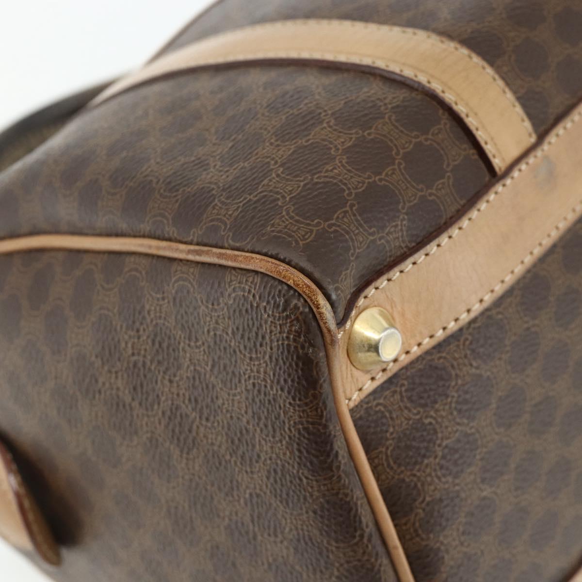 CELINE Macadam Canvas Hand Bag PVC Leather Brown Gold Auth 175085