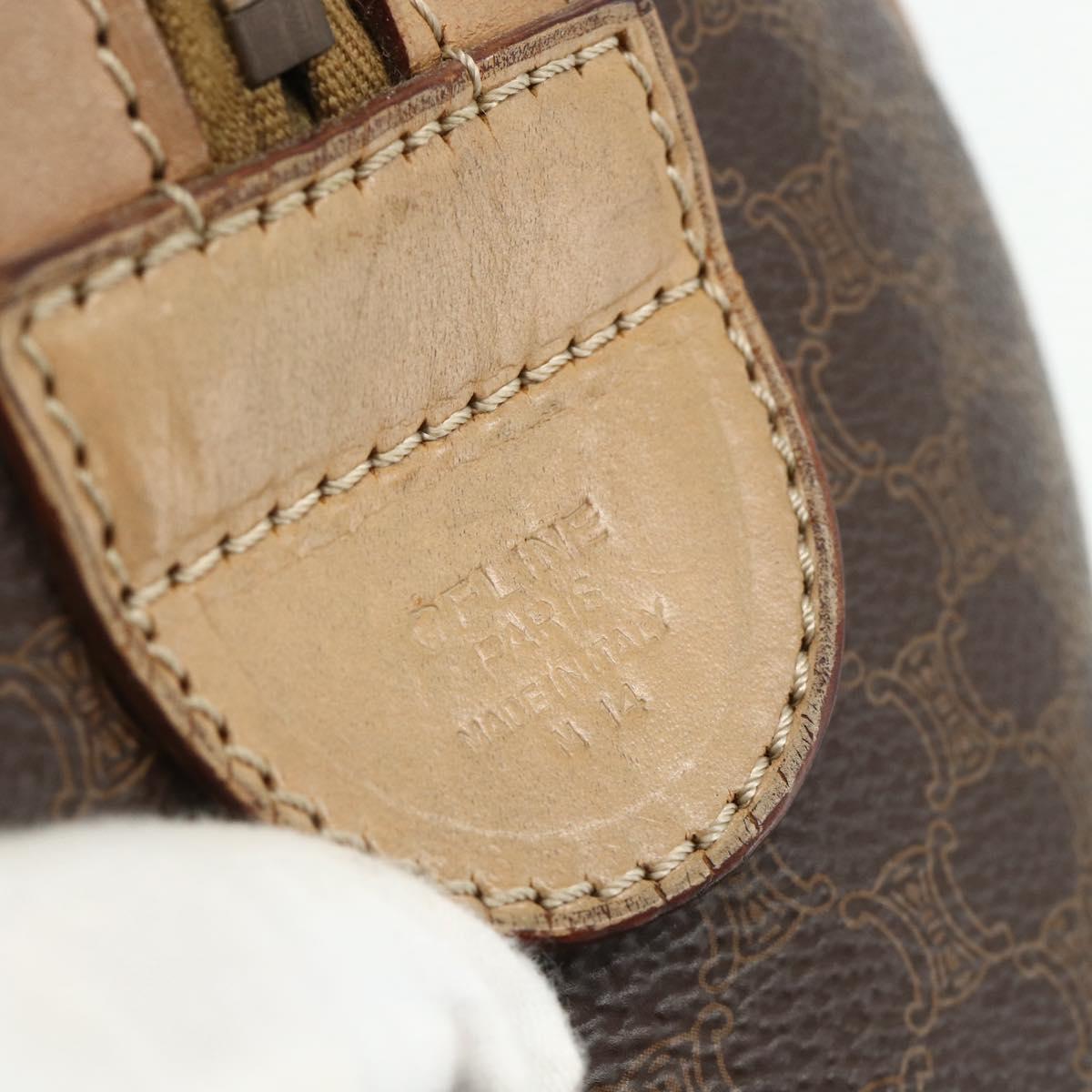 CELINE Macadam Canvas Hand Bag PVC Leather Brown Gold Auth 175085