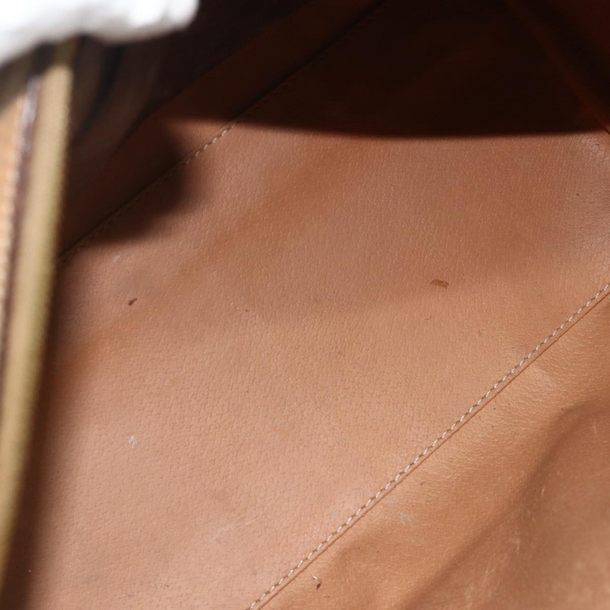 CELINE Macadam Canvas Hand Bag PVC Leather Brown Gold Auth 175085