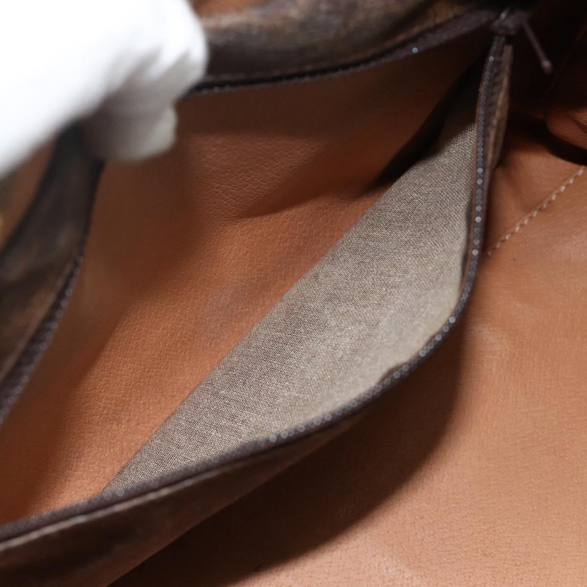 CELINE Macadam Canvas Hand Bag PVC Leather Brown Gold Auth 175085