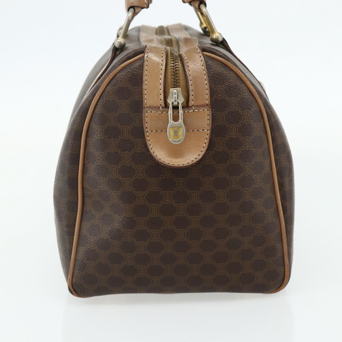 CELINE Macadam Canvas Hand Bag PVC Leather Brown Gold Auth 175085