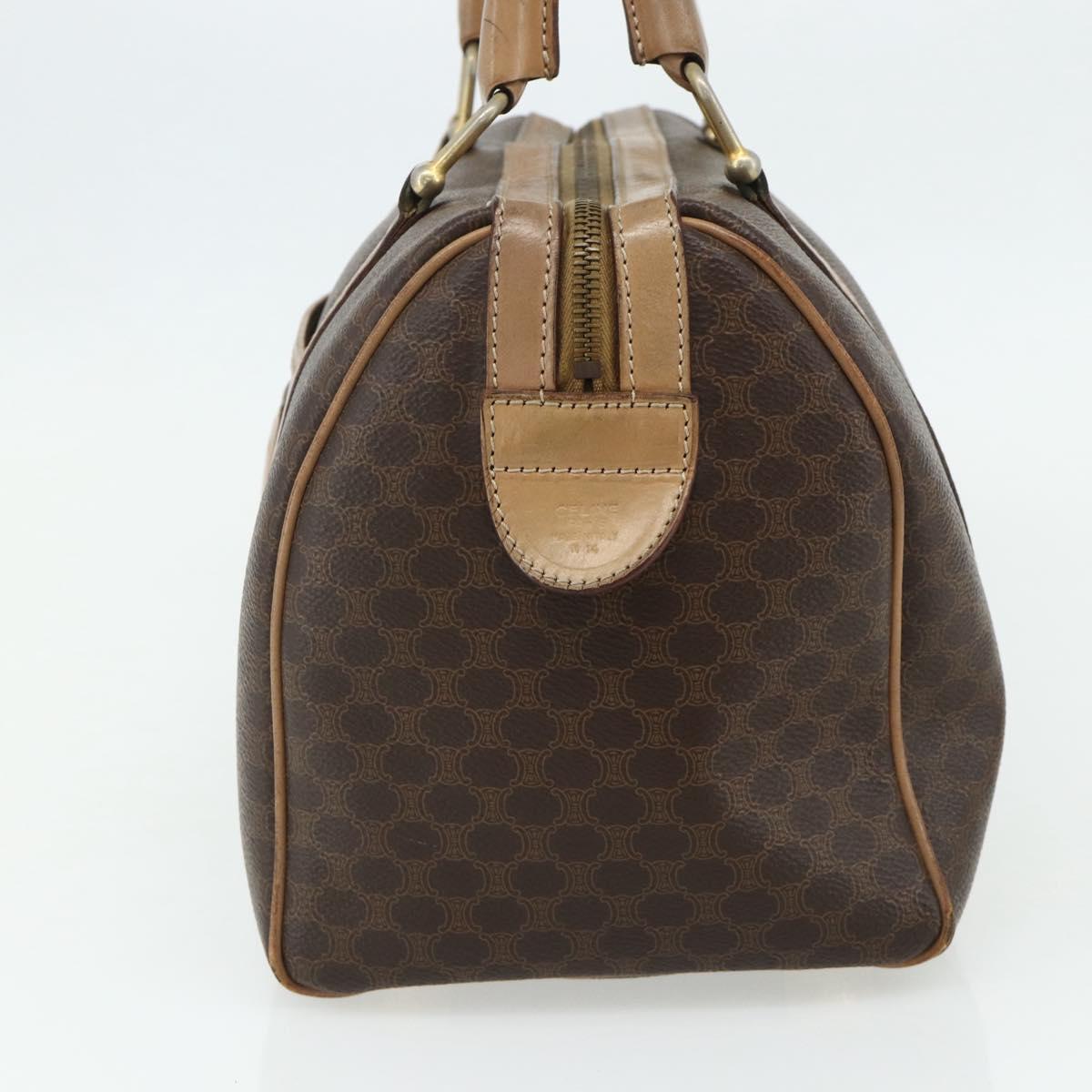CELINE Macadam Canvas Hand Bag PVC Leather Brown Gold Auth 175085