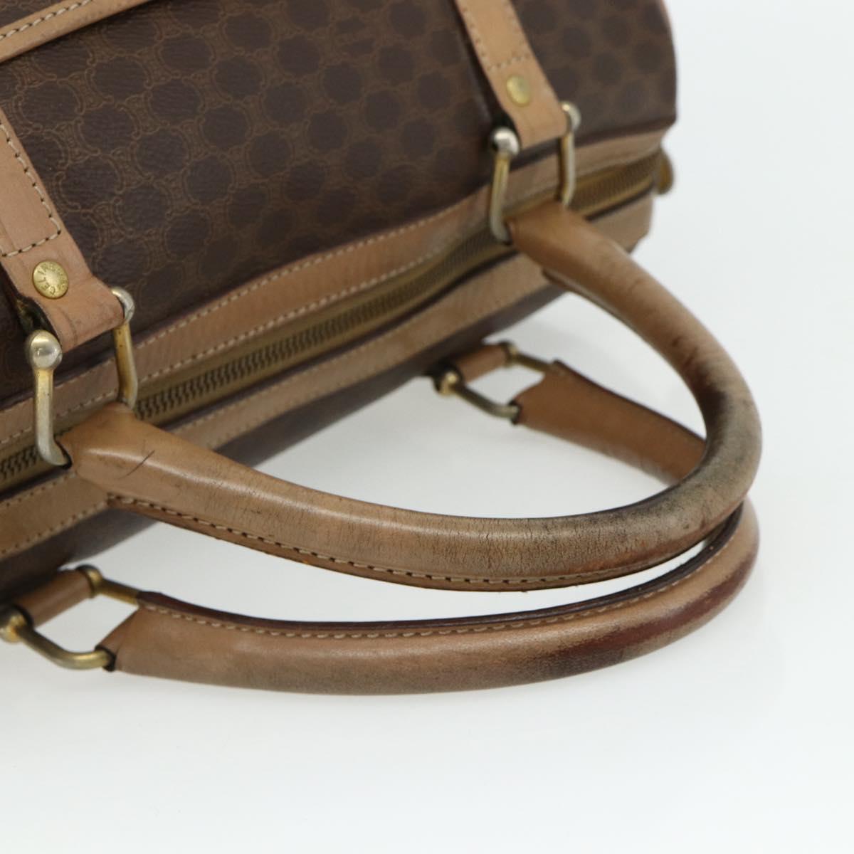 CELINE Macadam Canvas Hand Bag PVC Leather Brown Gold Auth 175085
