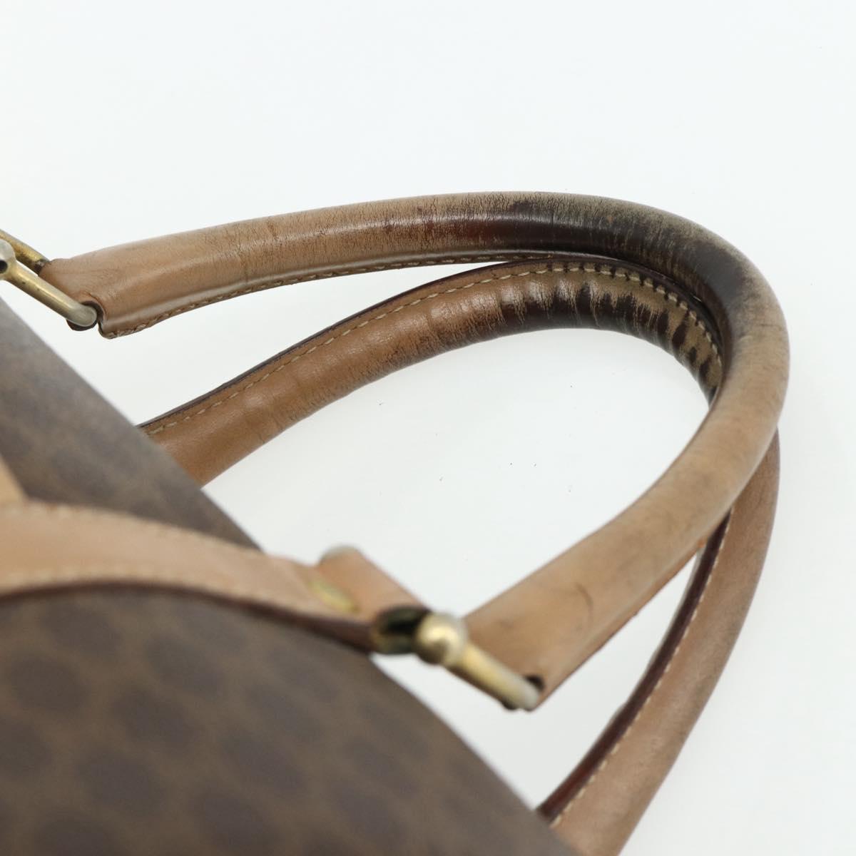 CELINE Macadam Canvas Hand Bag PVC Leather Brown Gold Auth 175085