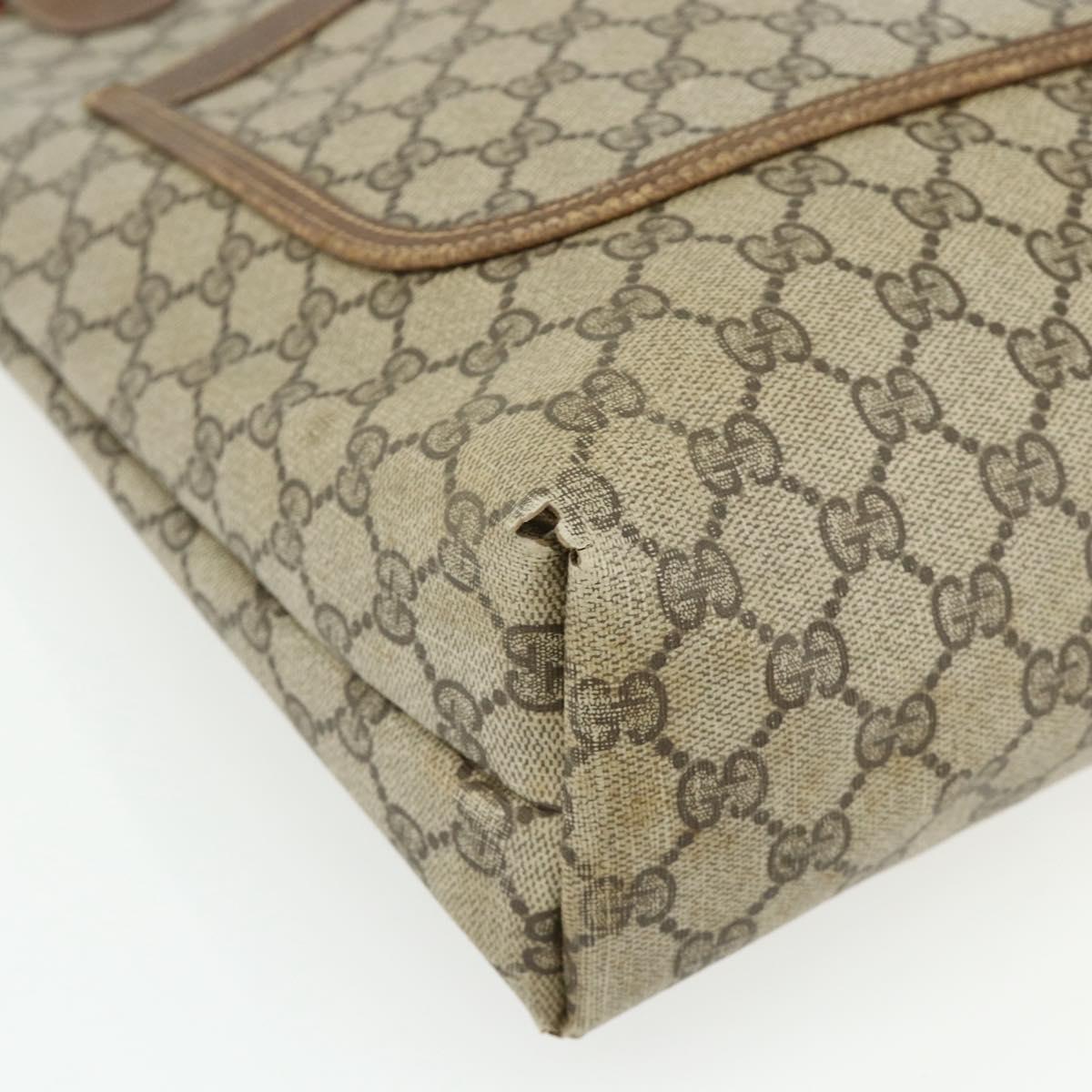 GUCCI GG Supreme Web Sherry Line Tote Bag PVC Beige Gold 120 02 003 Auth 175086