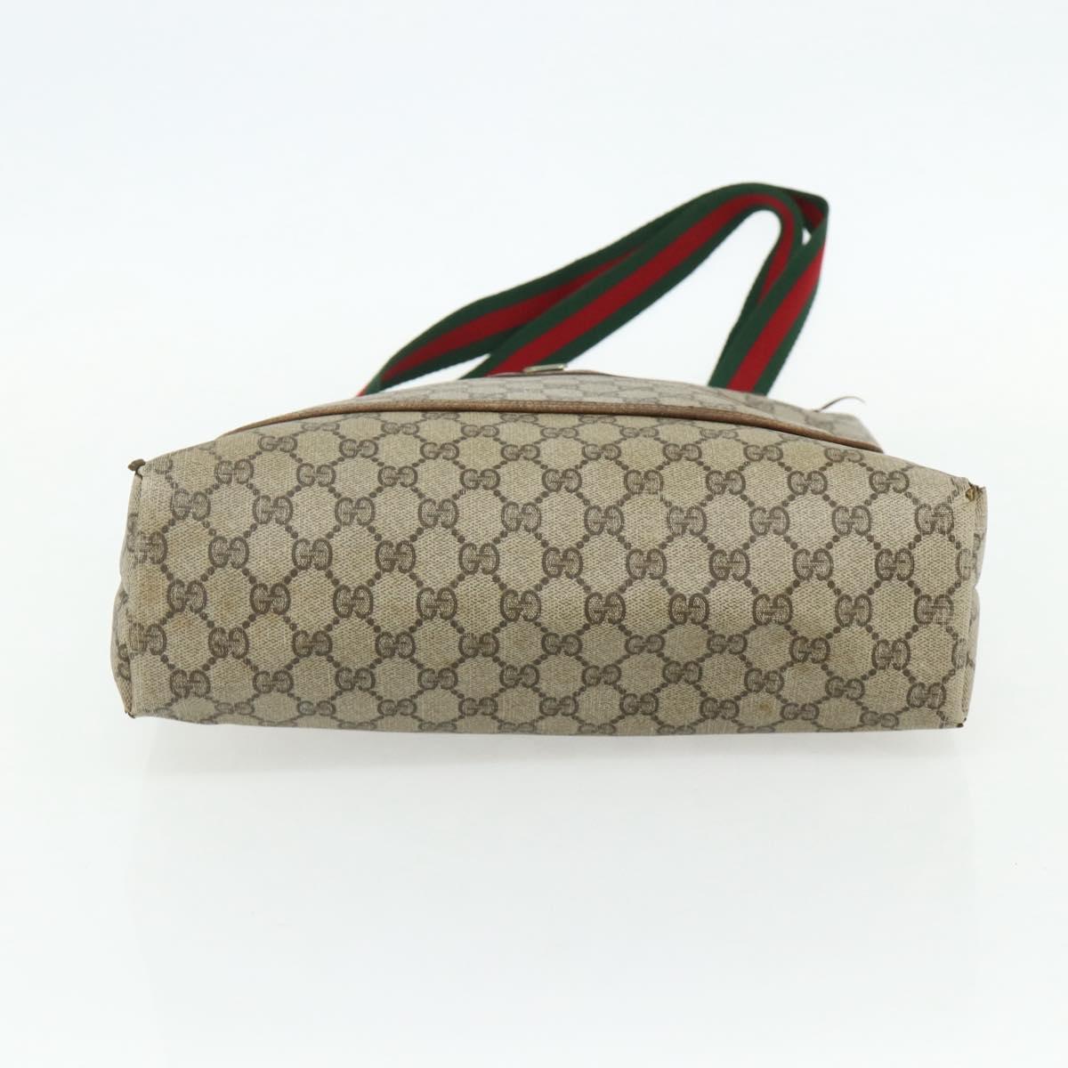 GUCCI GG Supreme Web Sherry Line Tote Bag PVC Beige Gold 120 02 003 Auth 175086