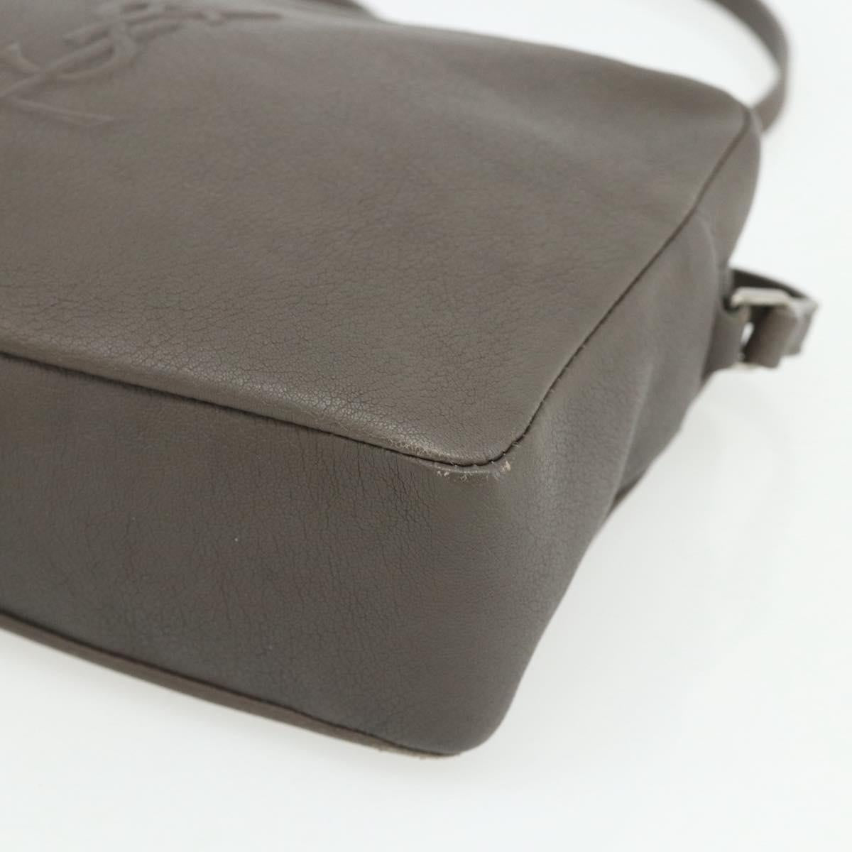 SAINT LAURENT Shoulder Bag Leather Gray Silver Auth 175088A