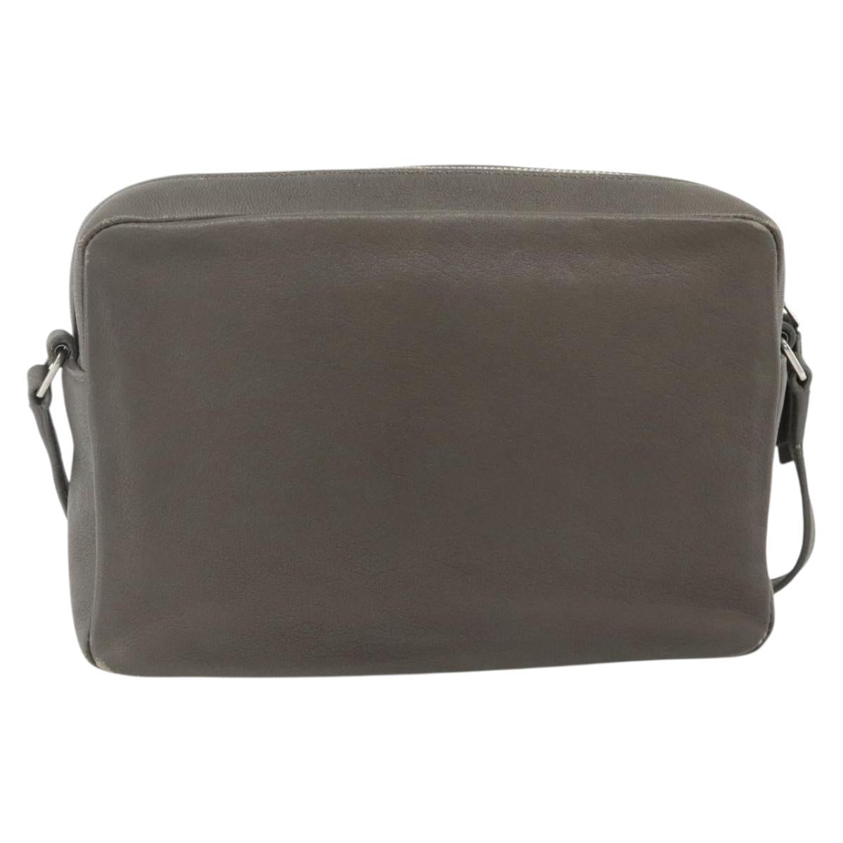 SAINT LAURENT Shoulder Bag Leather Gray Silver Auth 175088A