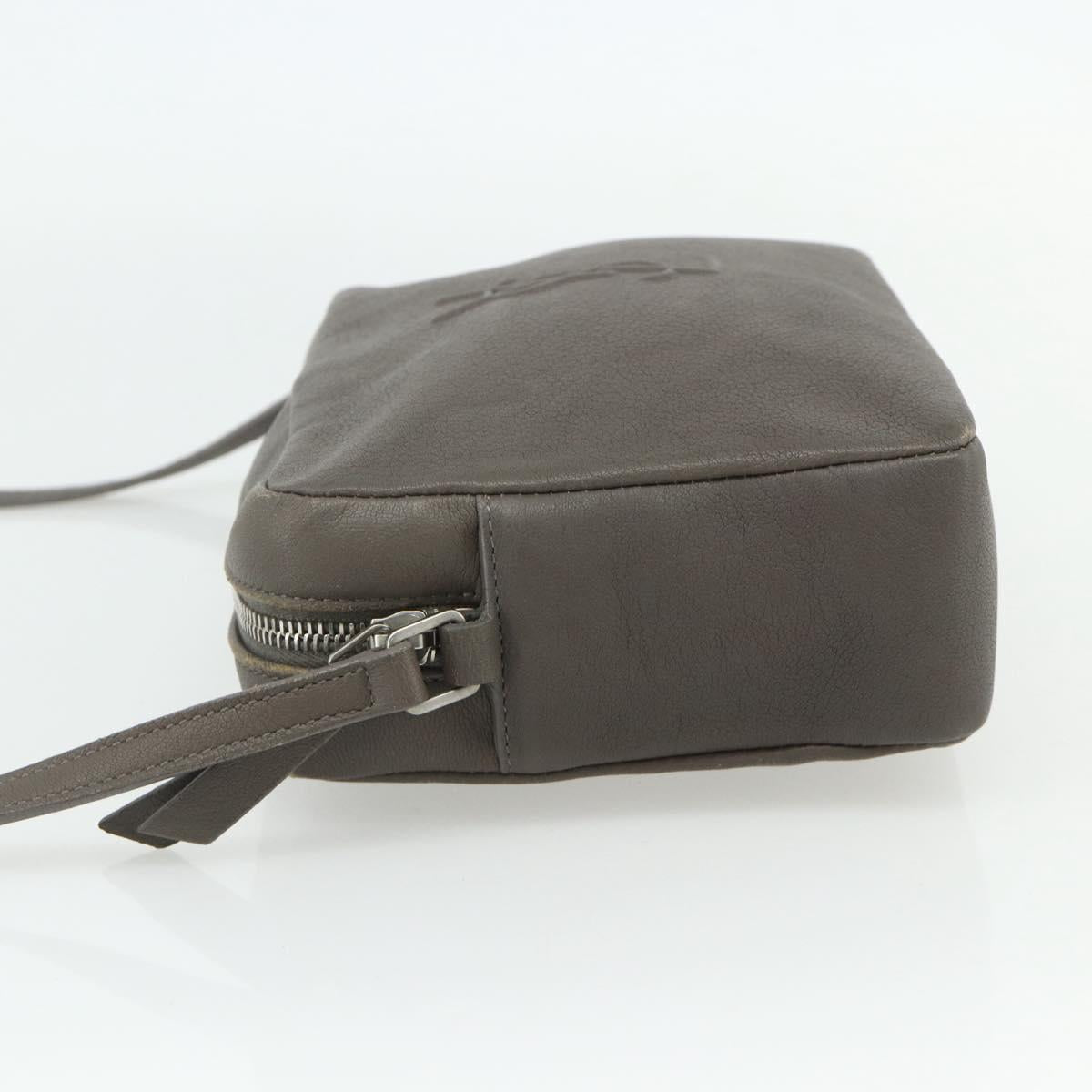 SAINT LAURENT Shoulder Bag Leather Gray Silver Auth 175088A
