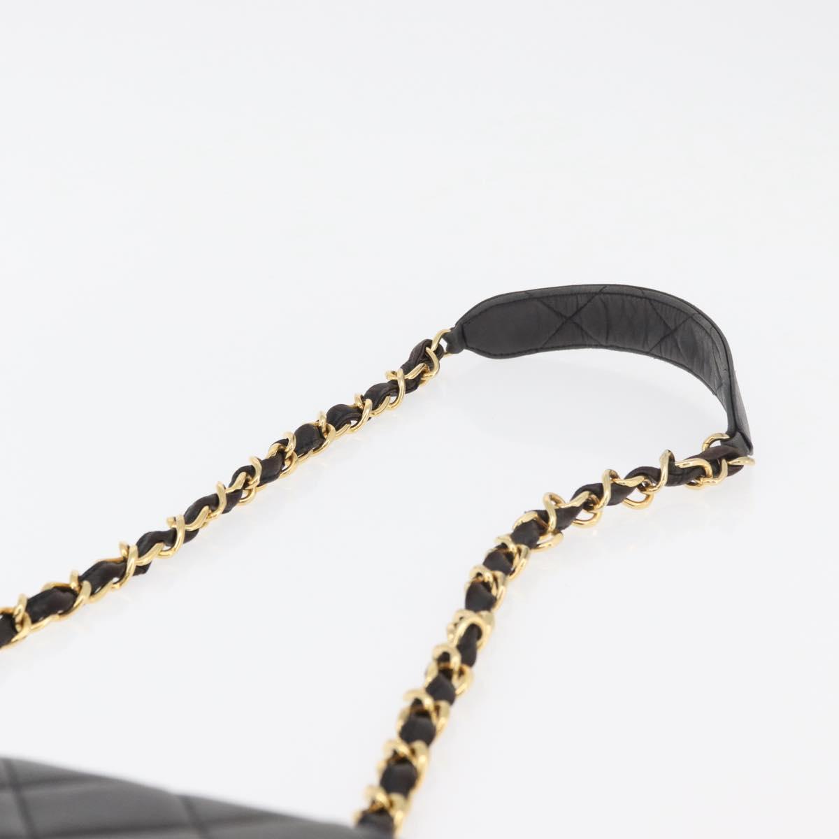 CHANEL Matelasse Chain Shoulder Bag Lamb Skin Black Gold CC Auth 175090SAV