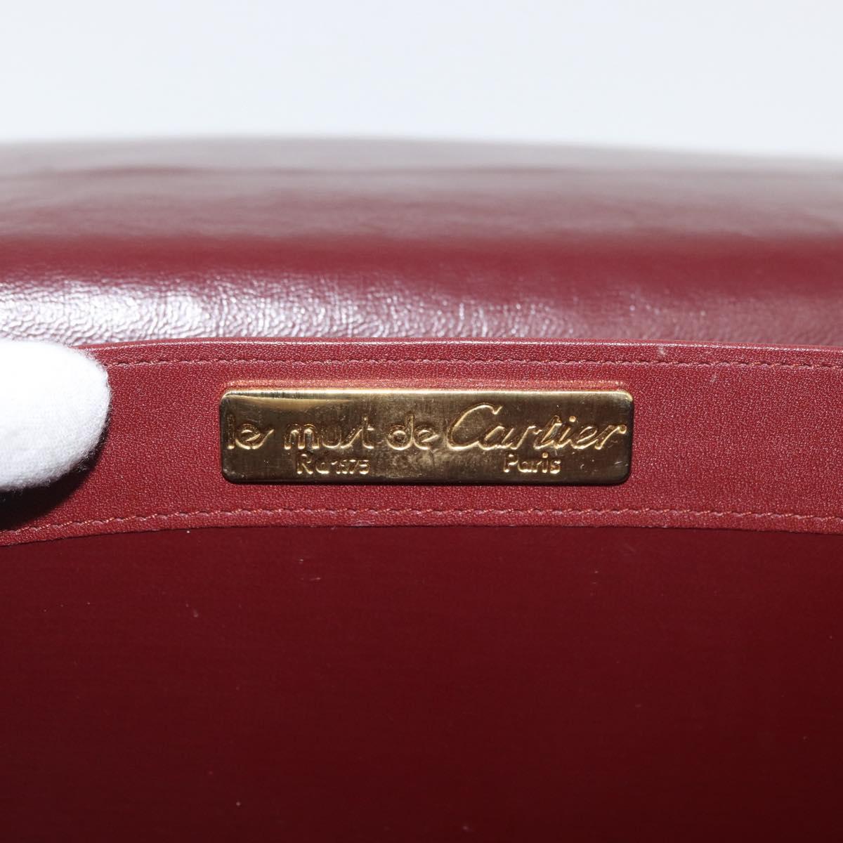 CARTIER Must Line Shoulder Bag Leather Bordeaux Gold Auth 175092A