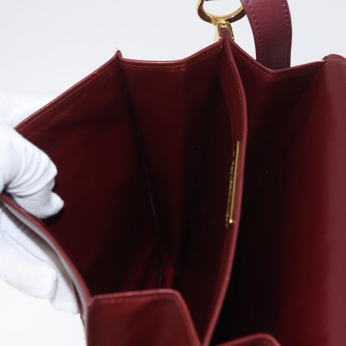 CARTIER Must Line Shoulder Bag Leather Bordeaux Gold Auth 175092A