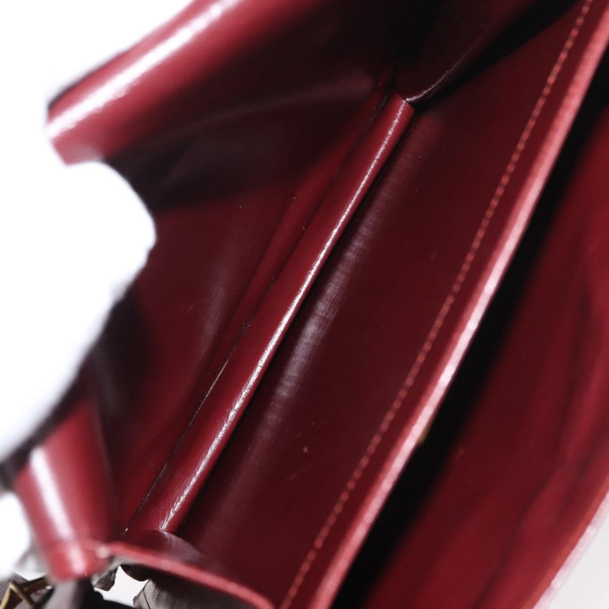 CARTIER Must Line Shoulder Bag Leather Bordeaux Gold Auth 175092A