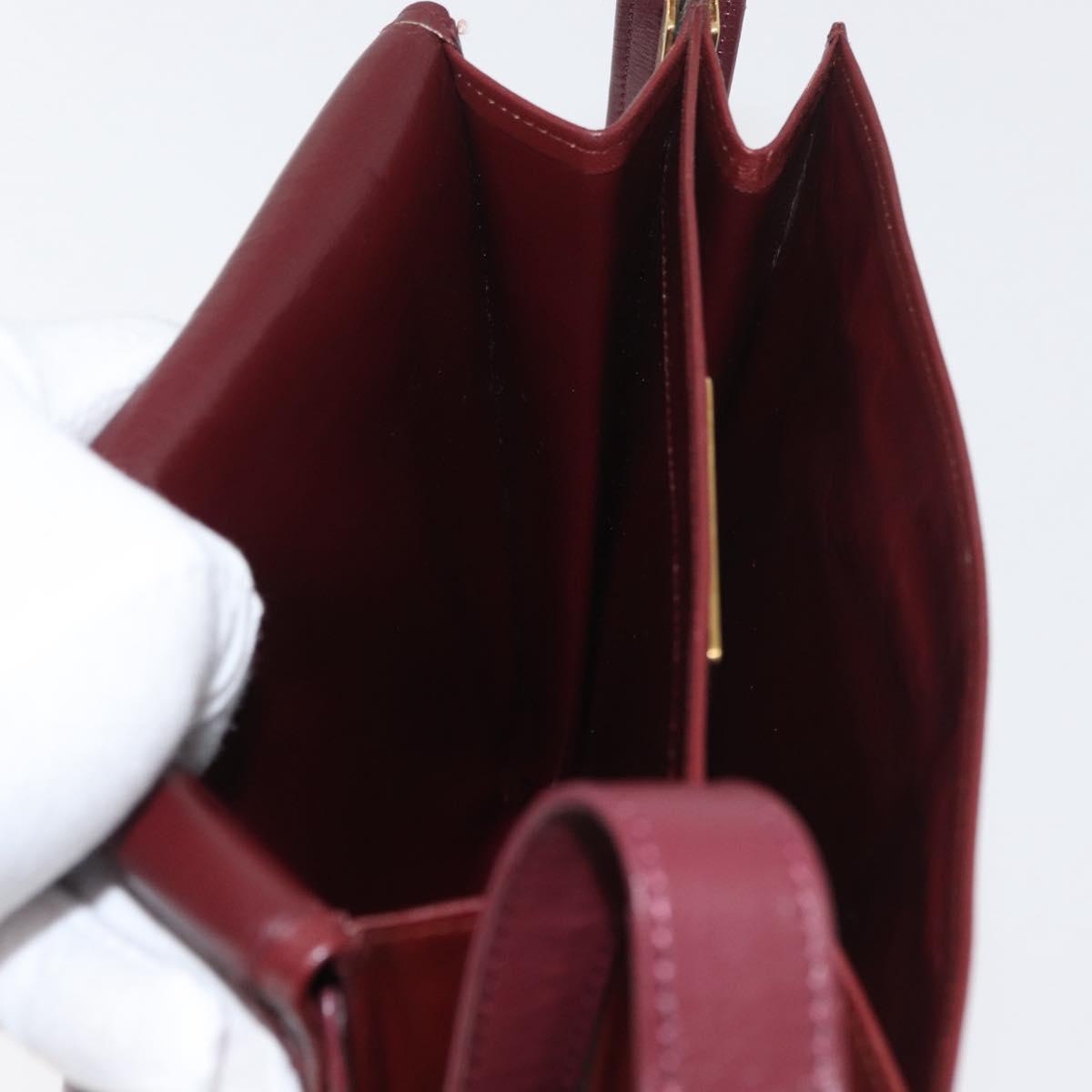 CARTIER Must Line Shoulder Bag Leather Bordeaux Gold Auth 175092A