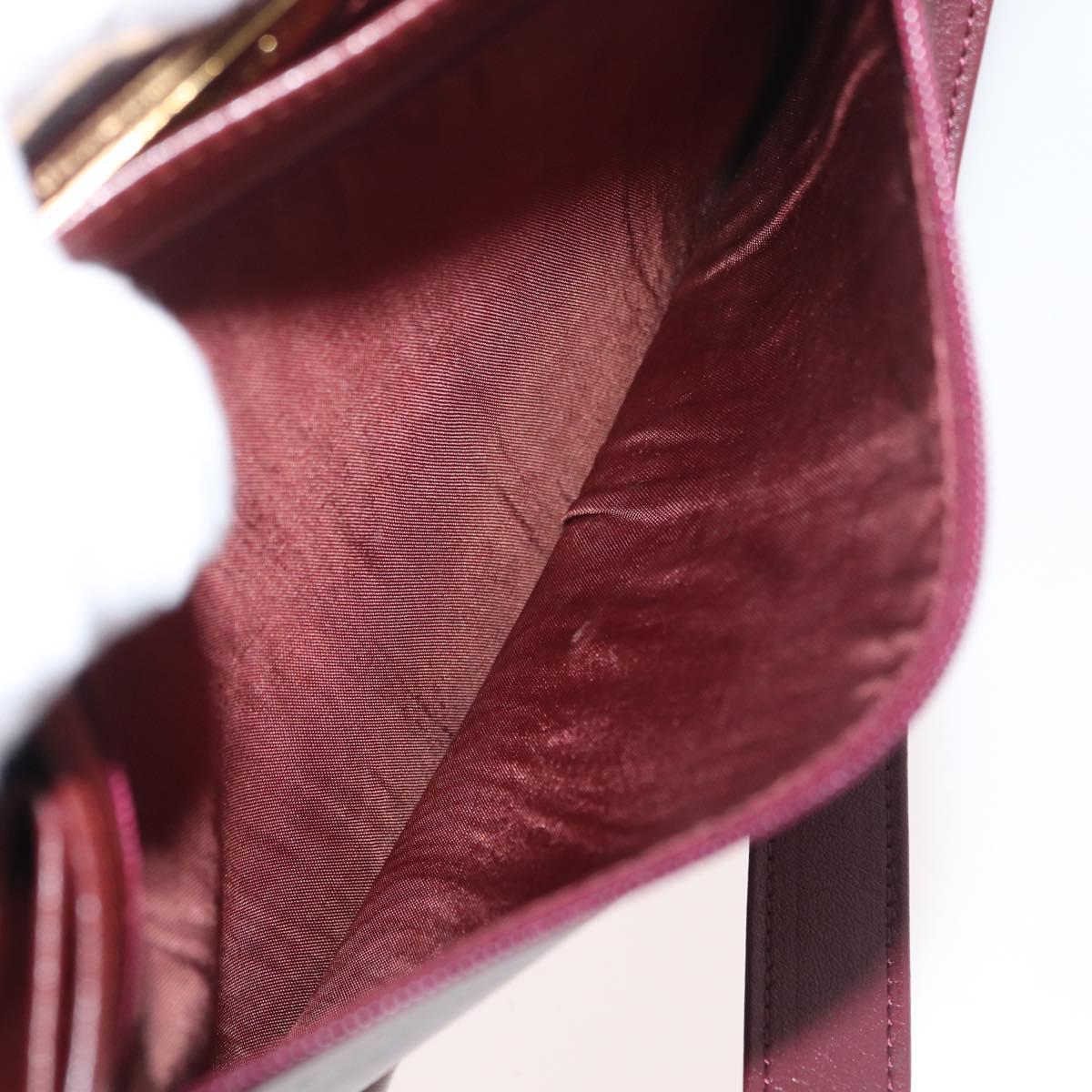 CARTIER Must Line Shoulder Bag Leather Bordeaux Gold Auth 175092A