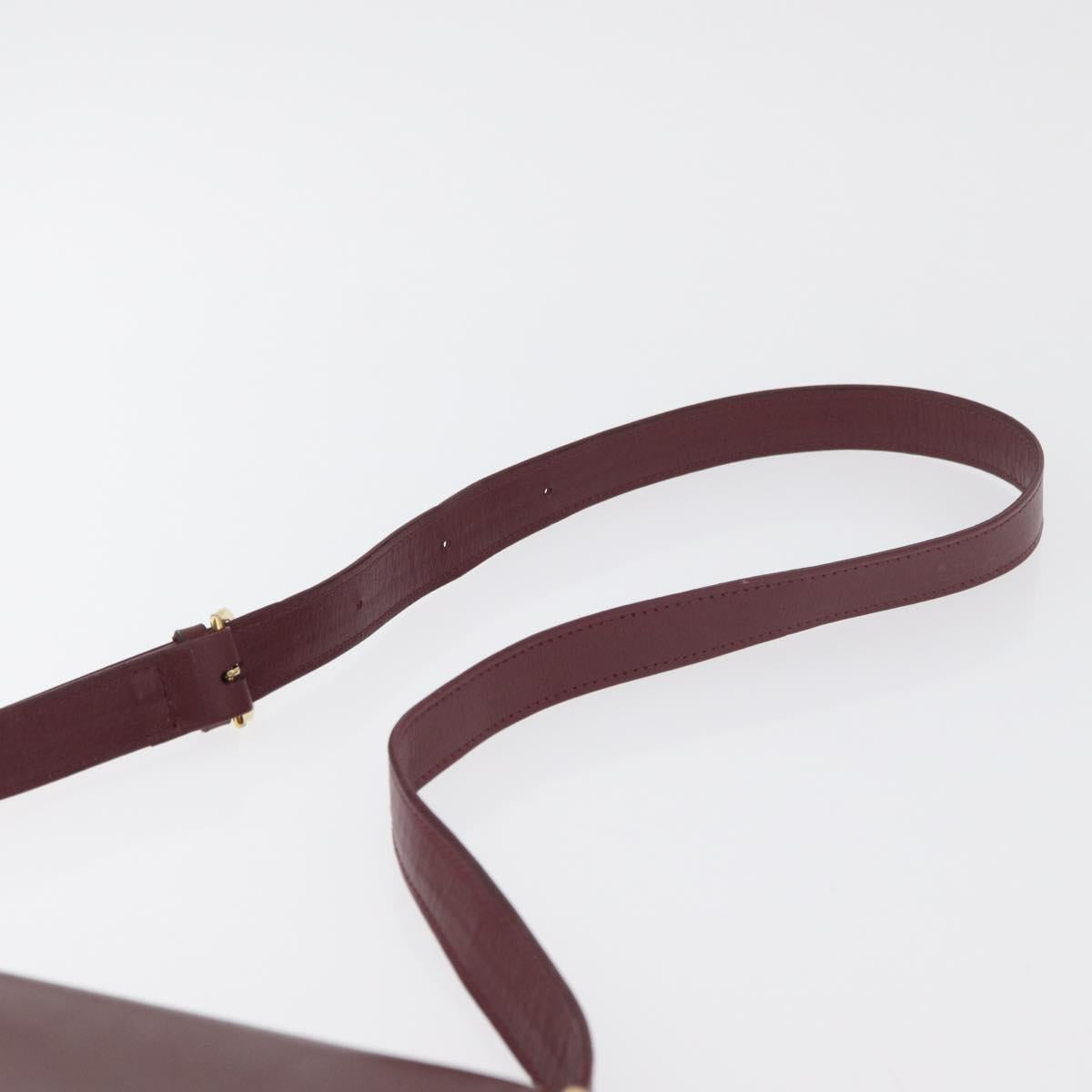 CARTIER Must Line Shoulder Bag Leather Bordeaux Gold Auth 175092A