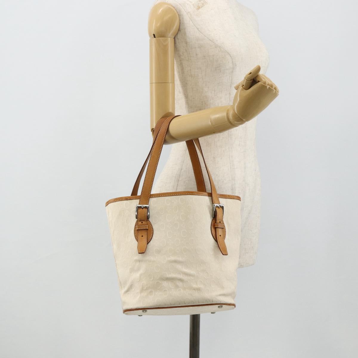 CELINE C Macadam Canvas Tote Bag White Auth 175095A