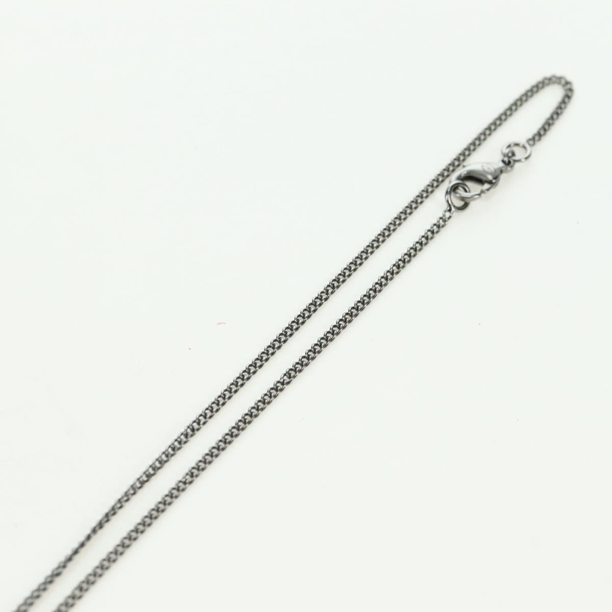 CHANEL COCO Mark Necklace metal Silver CC Auth 175104M