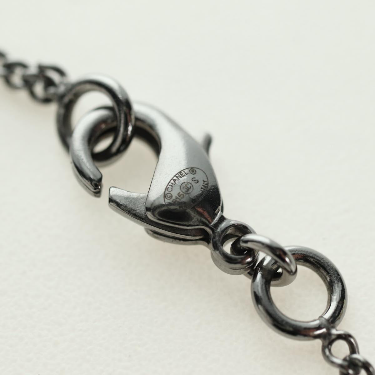 CHANEL COCO Mark Necklace metal Silver CC Auth 175104M