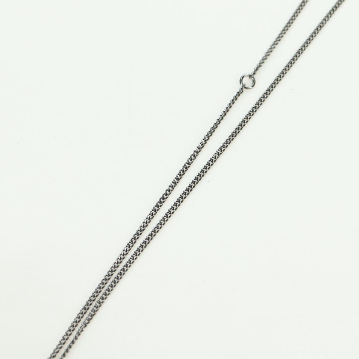 CHANEL COCO Mark Necklace metal Silver CC Auth 175104M