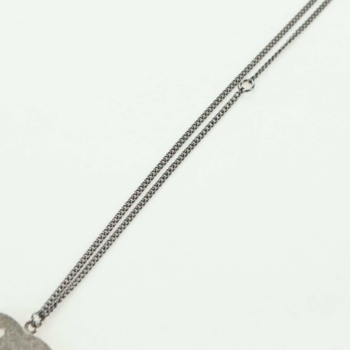 CHANEL COCO Mark Necklace metal Silver CC Auth 175104M