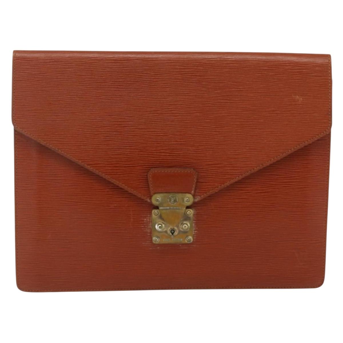 LOUIS VUITTON Epi Porte Documents Senatur Briefcase Brown M54453 LV Auth 175107