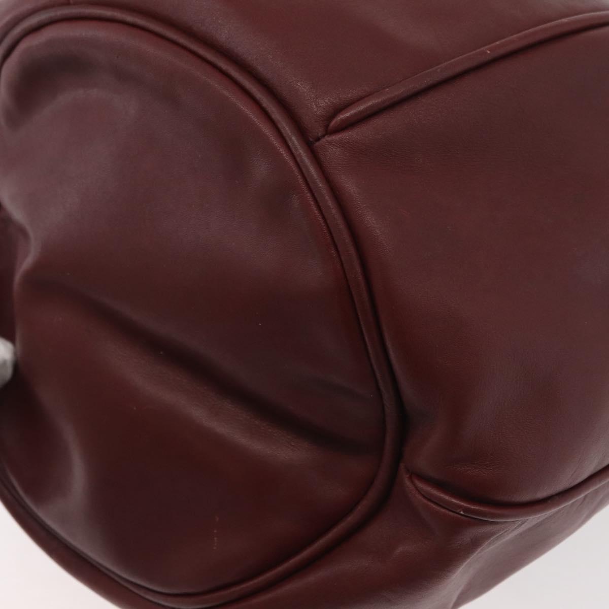 CARTIER Must Line Purse Shoulder Bag Leather Bordeaux Gold Auth 175108
