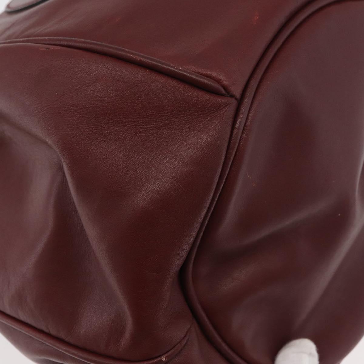 CARTIER Must Line Purse Shoulder Bag Leather Bordeaux Gold Auth 175108